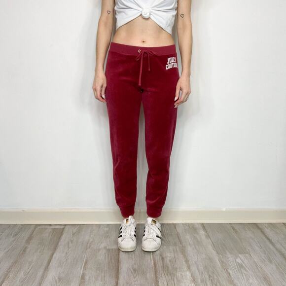 JUICY COUTURE y2k 90s velour track suit sweatpants maroon berry 2829 - Picture 10 of 11